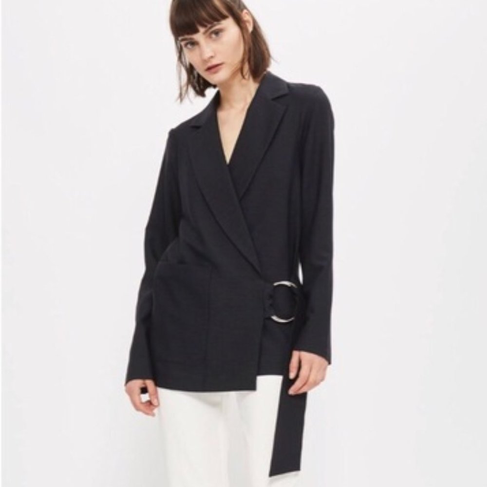Topshop Petite Black Wrap Blazer Jacket